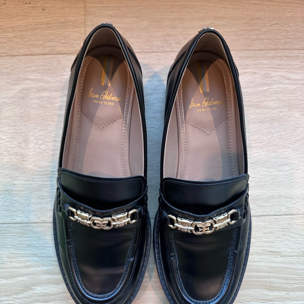 Sam Edelman Teo black lug sole loafers size 8 - Picture 2 of 6